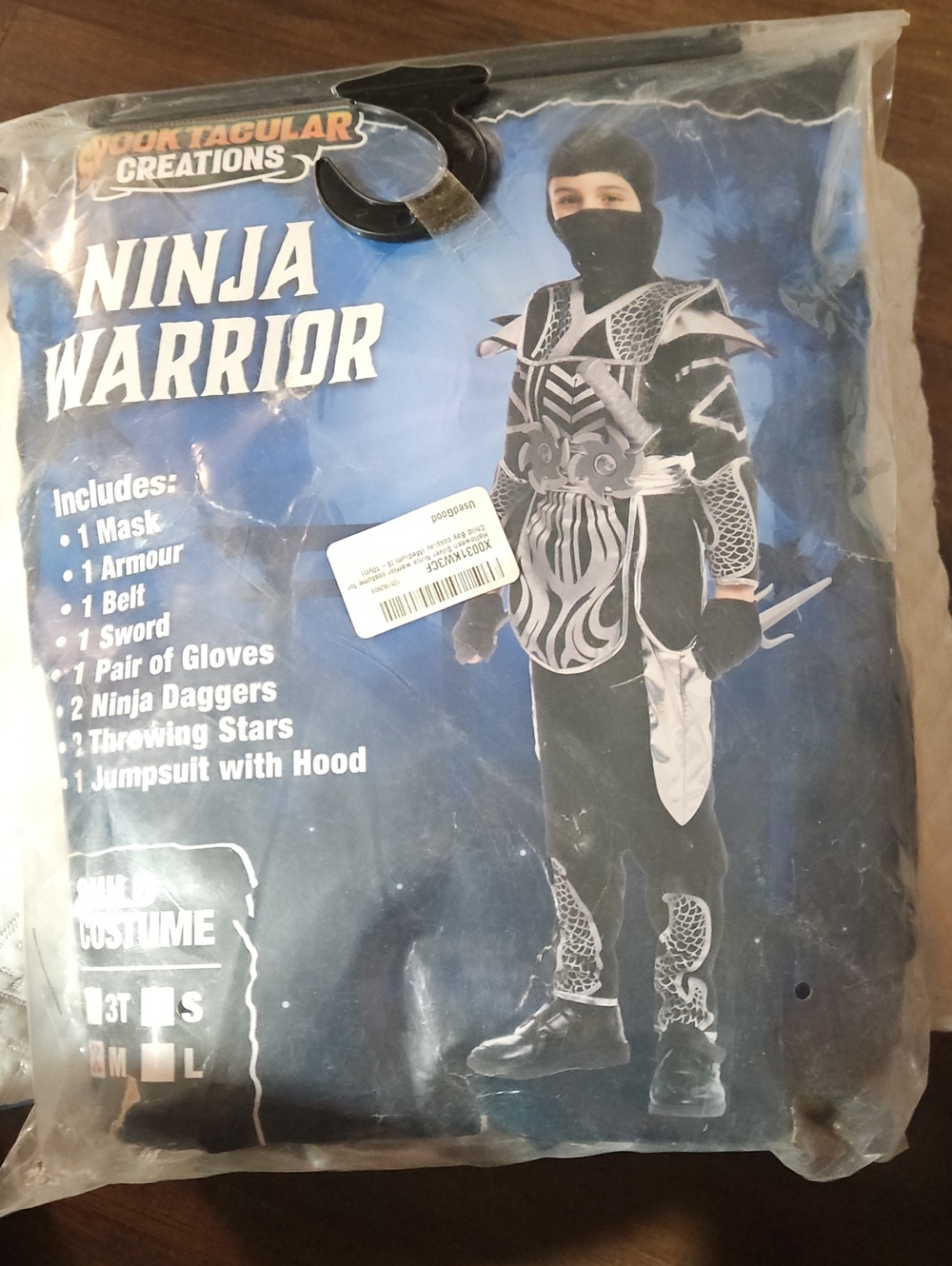 Ninja Warrior Kids Costume - Black & Silver Complete Outfit